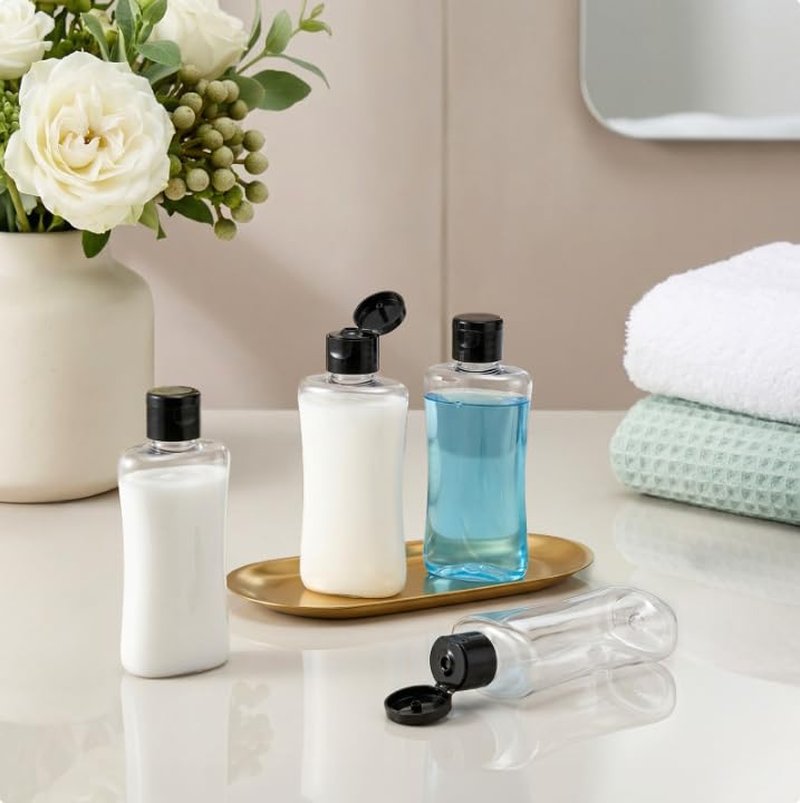 Travel Bottles - 40 Pack 3.4 oz Leak-Proof Squeeze Containers for Toiletries | Clear Refillable Shampoo & Lotion Bottles