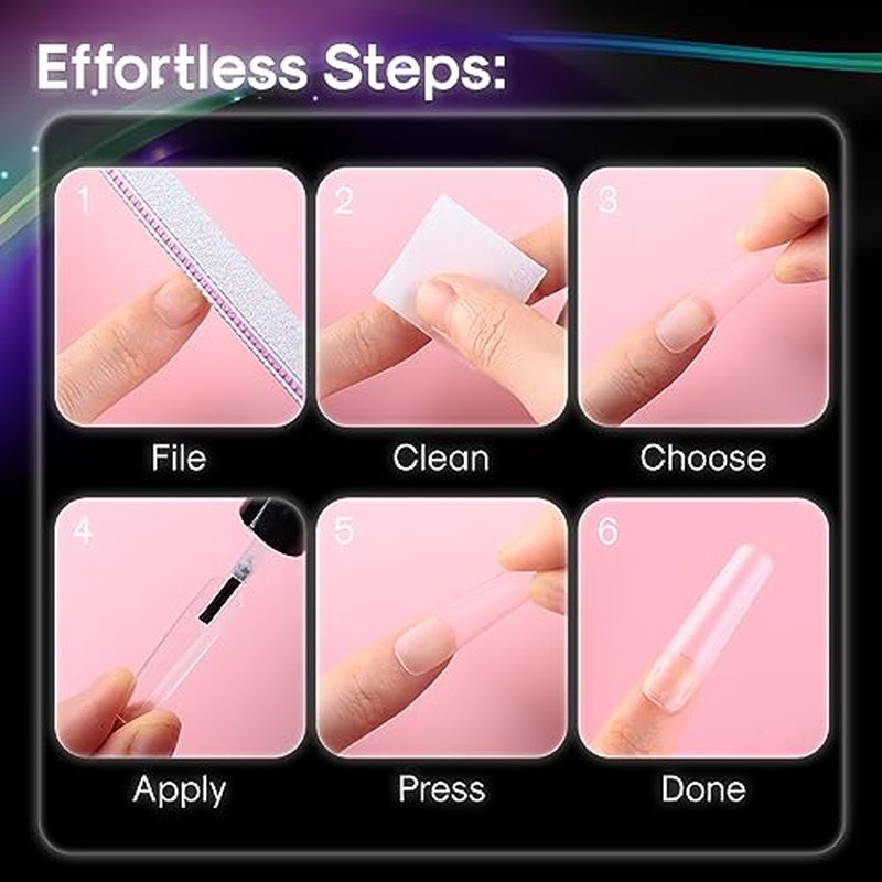 Flattened No C Curve, XXL Square Nail Tips, Full Matte Clear Half Cover Tapered Square Straight Flat Tips for Acrylic Nails Salons Home DIY Extensions(12 Sizes 240PCS)