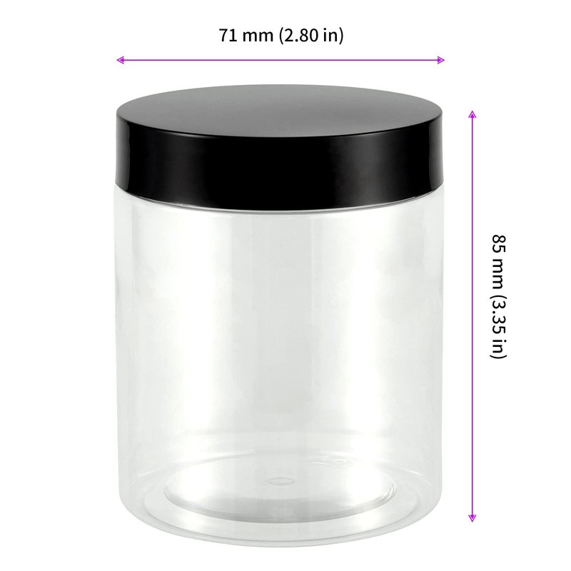 JEUIHAU 46 Pack 8 OZ Plastic Jars with Lids, Clear Empty Slime Storage Containers with Screw On Lids, Plastic Cosmetic Containers for Slime Making, Food, Beauty Products, BPA Free