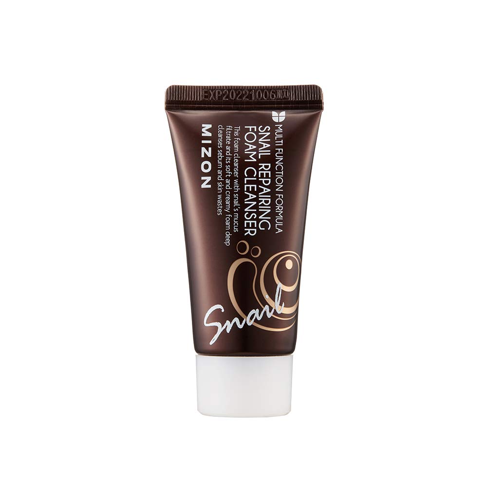 MIZON Snail Line Set, Korean Snail Skincare Essentials Set, Mini Sized Snail Foam Cleanser, Toner, Essence, and All in One Facial Cream to Improve Skin Tone, Fine Wrinkles, Smooth, Moisturize.