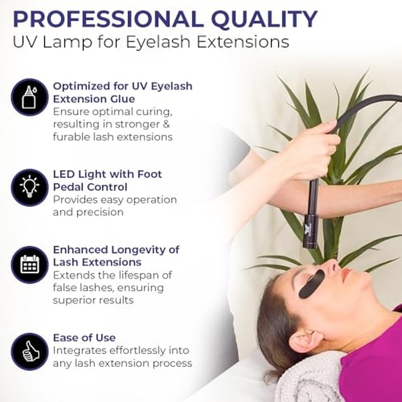 Existing Beauty UV Lamp for Eyelash Extensions - UV Light with Foot Pedal Control - Enhances Lash Longevity - for Professional Lash Technicians - Essential to Cure Eyelash Extension Glue