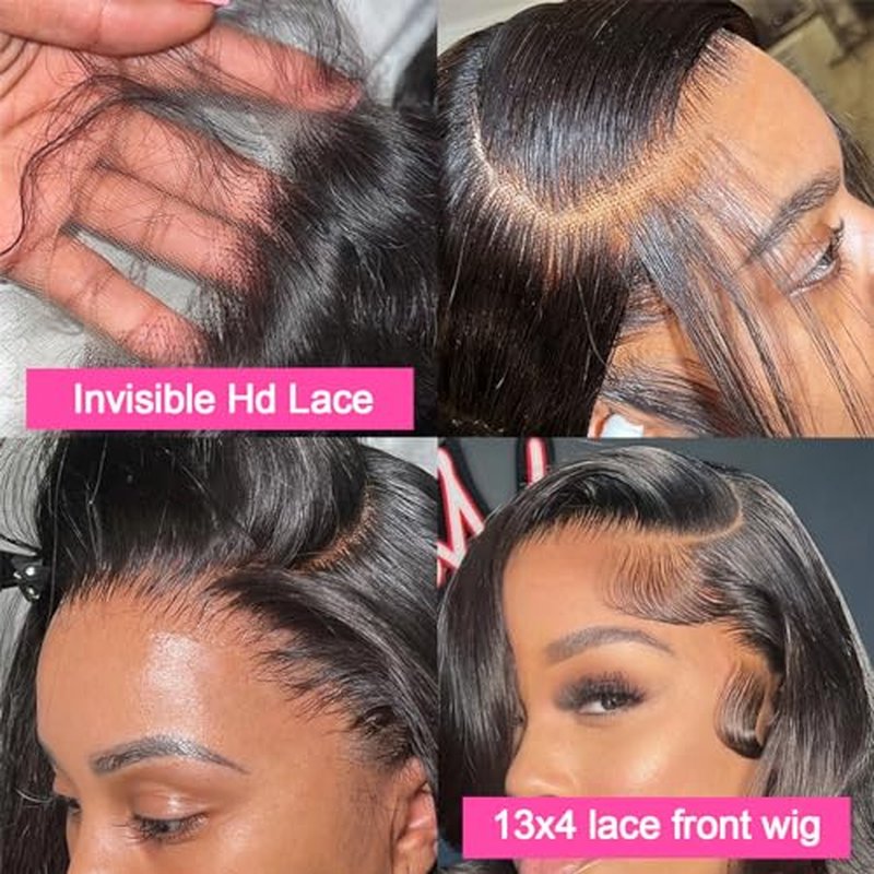 Body Wave Lace Front Wigs Human Hair 13x4 HD Transparent Lace Front Wigs Human Hair Pre Plucked 180 Density Brazilian Virgin Human Hair Glueless Wig for Women Natural Hairline 18 Inch