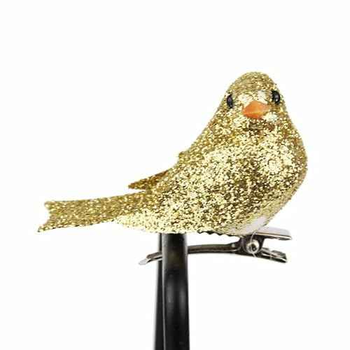 HOMSFOU 36 Pcs Glitter Bird Clip on Ornaments - Sequin Bird Ornaments for Women - Ladies Jewelry Hair Barrette - Birds Decor Hair Clips - Miss Statue Gold Powder, Ideal for Parties and Festivals