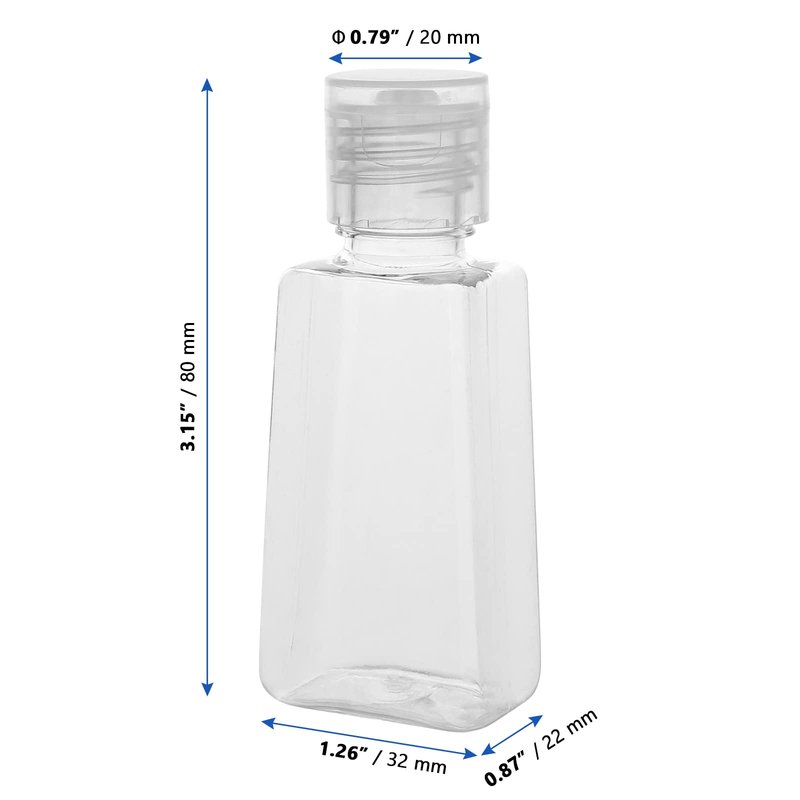 MANCHAP 100 Pack 1oz Plastic Empty Squeeze Bottles, 30ml Clear Travel Refillable Squeeze Bottles with Flip Cap for Lotions, Creams, Toiletries