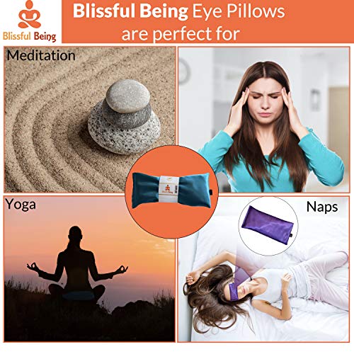 Lavender Eye Pillow - Hot or Cold Weighted Satin Eye Mask perfect for Sleeping, Yoga, Meditation - Gifts for Women, Birthday, Teachers - Natural Herbal Relaxation (Onyx)
