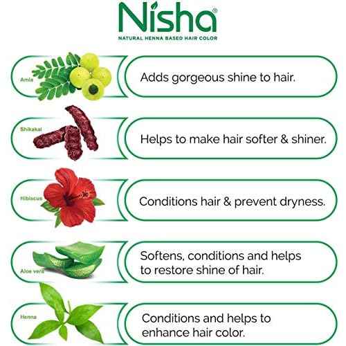 Nisha Natural Henna Based Hair Color (Natural Black) 10GM Pack of 10