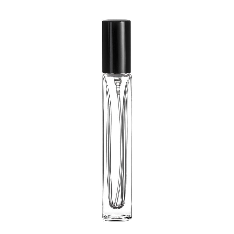 Glassfinity 16 Pack 10ml Empty Perfume Bottles, Refillable Square Glass Spray Atomizers with Funnel, Transfer Pump and Labels, Fragrance Decant Bottles for Travel and Samples, Black Caps