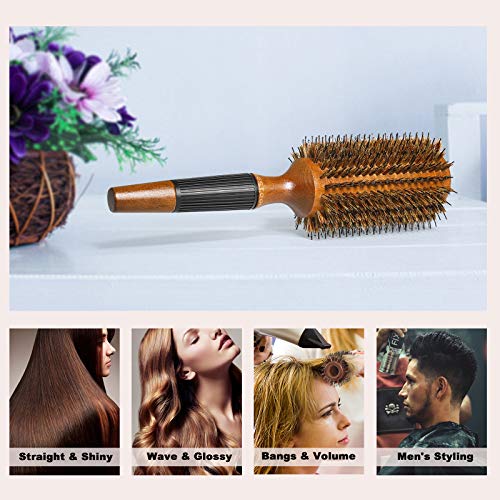 BESTOOL Round Hair Brush for Women or Men, Boar Bristle Large Round Hairbrush for Quick Blowout, Add Shine/Volume, Minimize Damage (2.8 Inch)