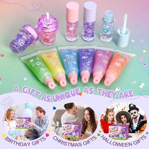 Jcoos DIY Lip Gloss Making Kit, 55PCS Lip Gloss Kit to Make Your Own Lip Gloss, Miost Lipgloss Base, Lip Gloss Tubes, Lipgloss Sets for Girls, Kids, Beginner Tweens Girls Trendy Stuff Gift for Her