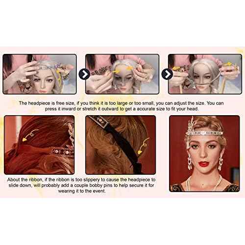 Metme Flapper Headband Rhiestones Gatsby Headpiece Art Deco 1920s accessories for women