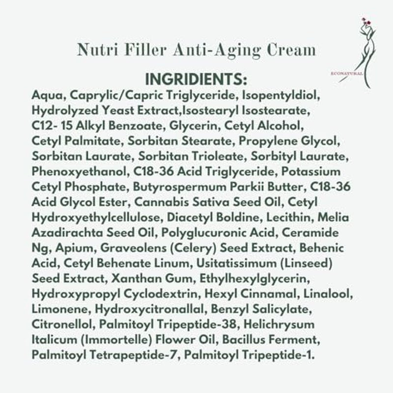 Nutri Filler Cream ? Peptide & Hyaluronic Acid Anti-Aging Moisturizer for Mature Skin ? Firming & Hydration, 1.7 oz Airless Pump
