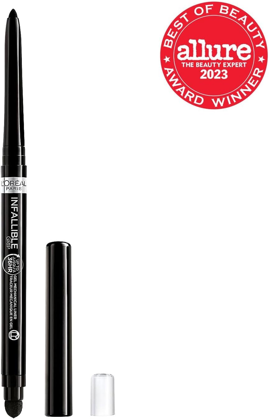 L'Oreal Paris Infallible Grip Eyeliner Pencil - Waterproof, Smudge-Resistant, Intense Black | 0.01 Oz, 36HR Wear