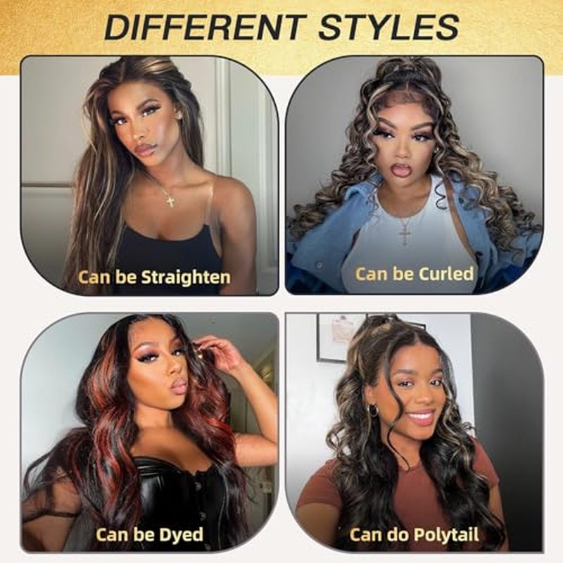 Honey Blonde Bundles Human Hair Highlighted Black and Blonde Bundles Body Wave Balayage Colored 12A 100% Brazilian Virgin Remy Human Hair 1b/27 Ombre Loose Wavy Sew In Weave 14 16 18 Inch