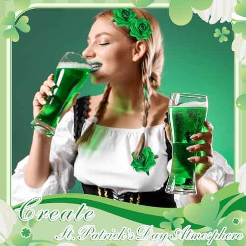 Batiyeer 24 Pcs Flower Hair Clips Rose Brooch Floral Hairpins 2.8" Flowers Hair Clips Headpieces Accessories for Flamenco Dancer Women Bridal Bridesmaid Wedding Halloween Christmas Party(Green)