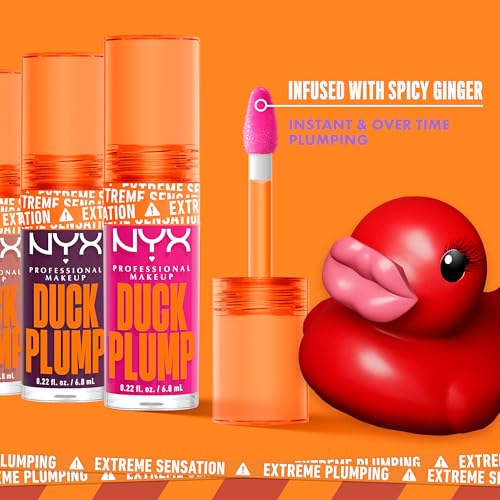 NYX PROFESSIONAL MAKEUP Duck Plump High Pigment Lip Gloss, Lip Plumper Gloss with Spicy Ginger - Clearly Spicy