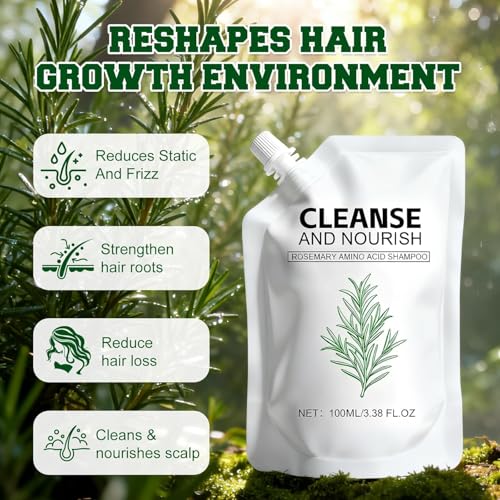 2PCS Rosemary Amino Acid Shampoo, Hair Growth Shampoo for Thinning Hair Women and Men Hair Loss, Controls Oily, Thicken & Strengthen Scalp