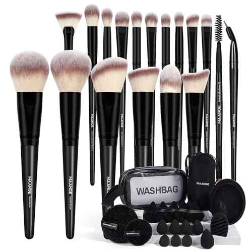 MAANGE 37 Pcs Makeup Brush Set Premium Synthetic Make Up Brushes Foundation Eye Shadow Powder Concealers Brushes Set for Beginners & Professional Makeup Tool Set (Black)