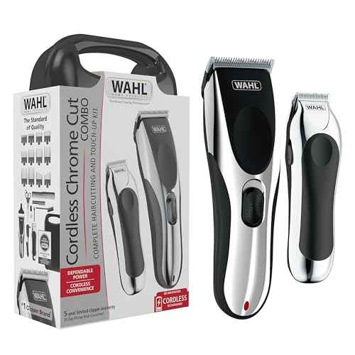 Wahl Clipper Cordless Chrome Pro Hair Clippers for Men and Battery Hair Trimmer Combo for Full Haircuts and Touch-Up Trims ? Model 3026590