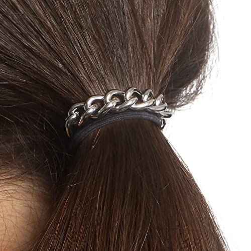 Bracelet Hair Ties With Black Elastic, Looks Cute On Your Wrist And Great In Your Hair from Maya J (Silver, Metal accents) HT33W