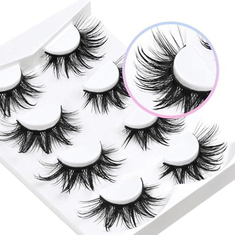 Losha 22mm Lashes Fluffy Eyelashes 3D Dramatic Long False Eyelashes Wet Look Manga Lashes Wispy Volume Faux Mink Lashes Cat Eye Lashes Soft Anime Fake Eyelashes 4 Pairs (Bold)