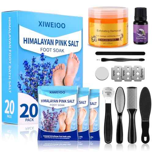 Foot Soak salt kit with Tea Tree Oil - Moisturize, Reduce Foot Odor, & Soothe Aching Feet tool set Foot cream spa bath massager Epsom Salt foot pedicure kit at home spa