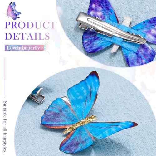 BARTOSI Butterfly Hair Clips Blue Butterflies Hair Barrettes Cute Styling Hair Accessories for Women and Girls (Pack of 10)