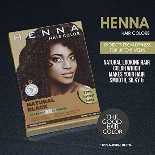 HENNA HAIR COLOR 30 Minute Enriched with Herbs Semi Permanent Powder - Harsh Chemical Free Black Hair Dye for Men and Women (Natural Black)