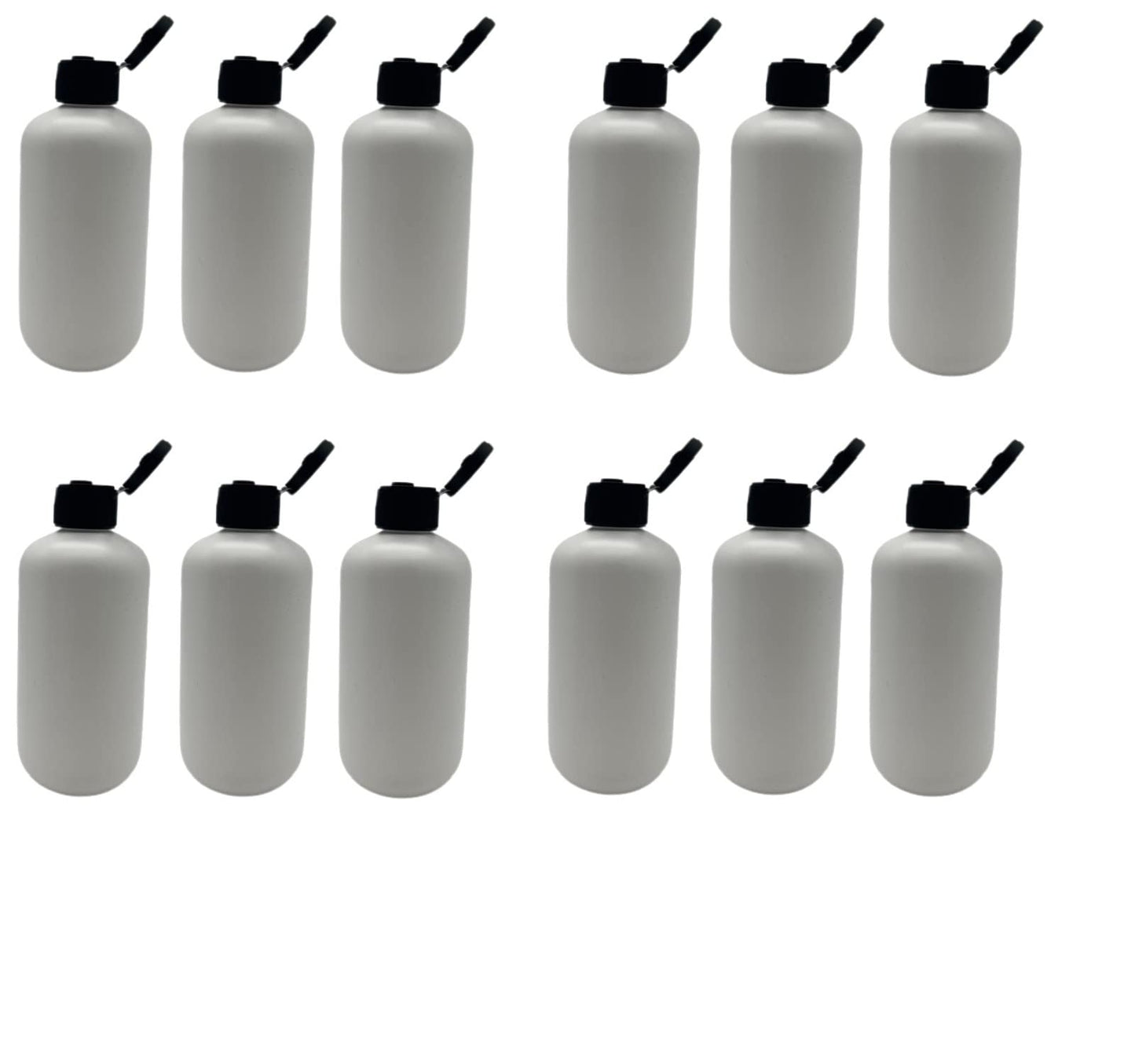 Natural Farms 8 oz White Boston Plastic Bottles -12 Pack Empty Bottle Refillable - BPA Free - Essential Oils - Aromatherapy | Black Flip Top Snap Cap - Made in the USA
