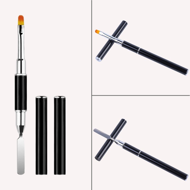 Whmeolyo Dual-Ended Polygel Brush & Picker Brush, 2 IN 1 Design Poly Gel Nail Art Brushes Tool, Stainless Steel Manicure Spatula Builder for PolyGel UV Acrylic Nails Extension (6pcs)