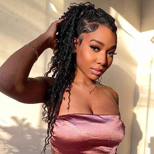 ToyoTress Boho Faux Locs Crochet Hair - 14 Inch 8 Packs Natural Black Bohemian Locs Crochet Hair With Curly Ends for Black Women, Short Pre-looped Synthetic Braiding Hair Extensions£¨14 Inch, 1B-8P)