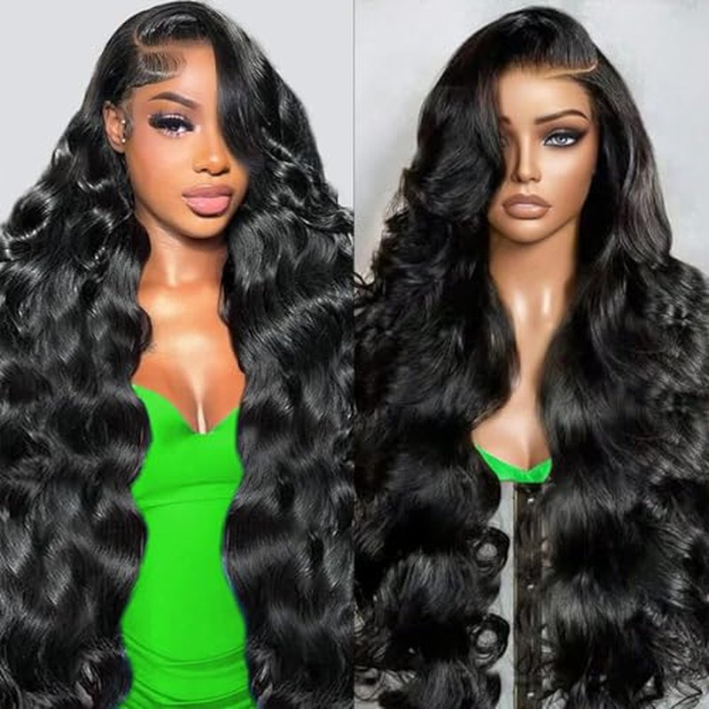 Lace Front Wigs Human Hair 13x6 Human Hair Wigs 30 Inch Body Wave Lace Front Wigs Pre Plucked 200 Density 12A Glueless Wigs for Women HD Lace Frontal Wigs Natural Color