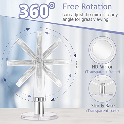 Vanity Makeup Mirror with Stand, 1X/15X Magnification Double Sided 360 Degree Swivel, Portable Table Desk Counter top Magnifying Mirror, Tabletop Bathroom Shaving Mirror, 6.25 Inch