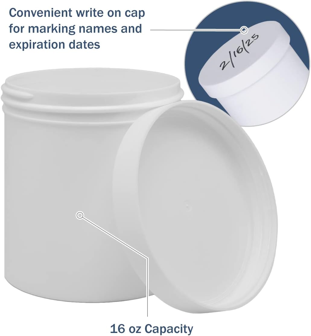 EZY DOSE Ointment Jar - Leak-Proof Container for Creams & Balms | 16 oz, Durable Design, Pack of 12