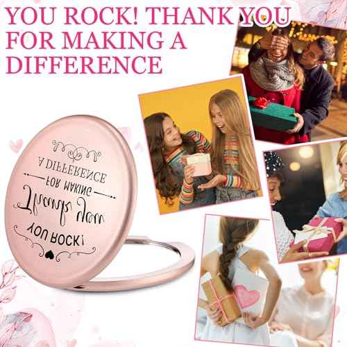 Soaoo 24 Set Inspirational Compact Mirrors Bulk You Rock Thank You for Making a Difference Double Sided Small Pocket Mirrors for Women Bridal Shower Wedding Employee Coworker Summer Christmas Gift