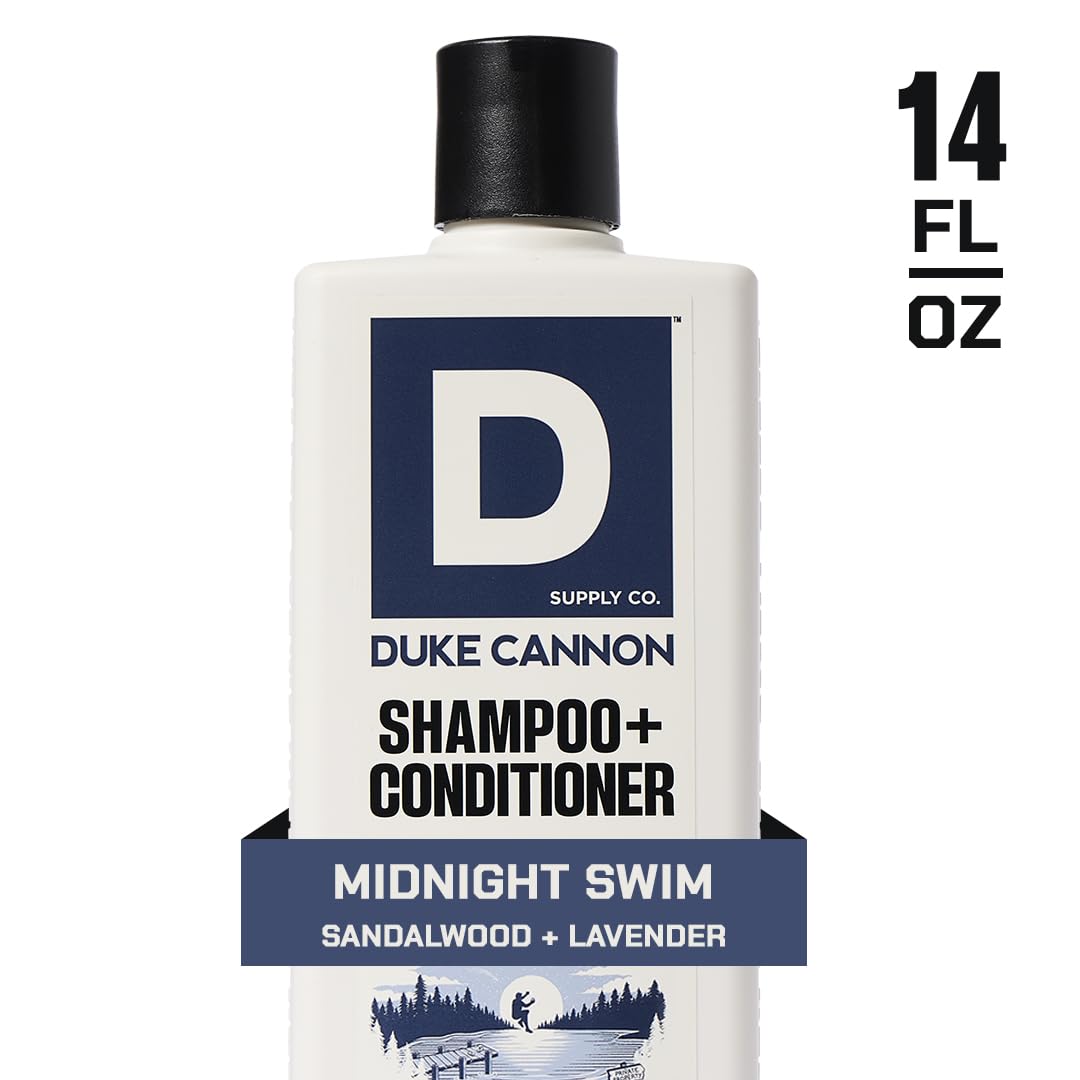 Duke Cannon Supply Co. 2-in-1 Hair Wash - Masculine Scent - Gentle Cleansing Hair Wash For Men - Stimulating Hair Shampoo & Conditioner - Strengthens Hair - Naval Diplomacy - 2 Pack (14 oz)