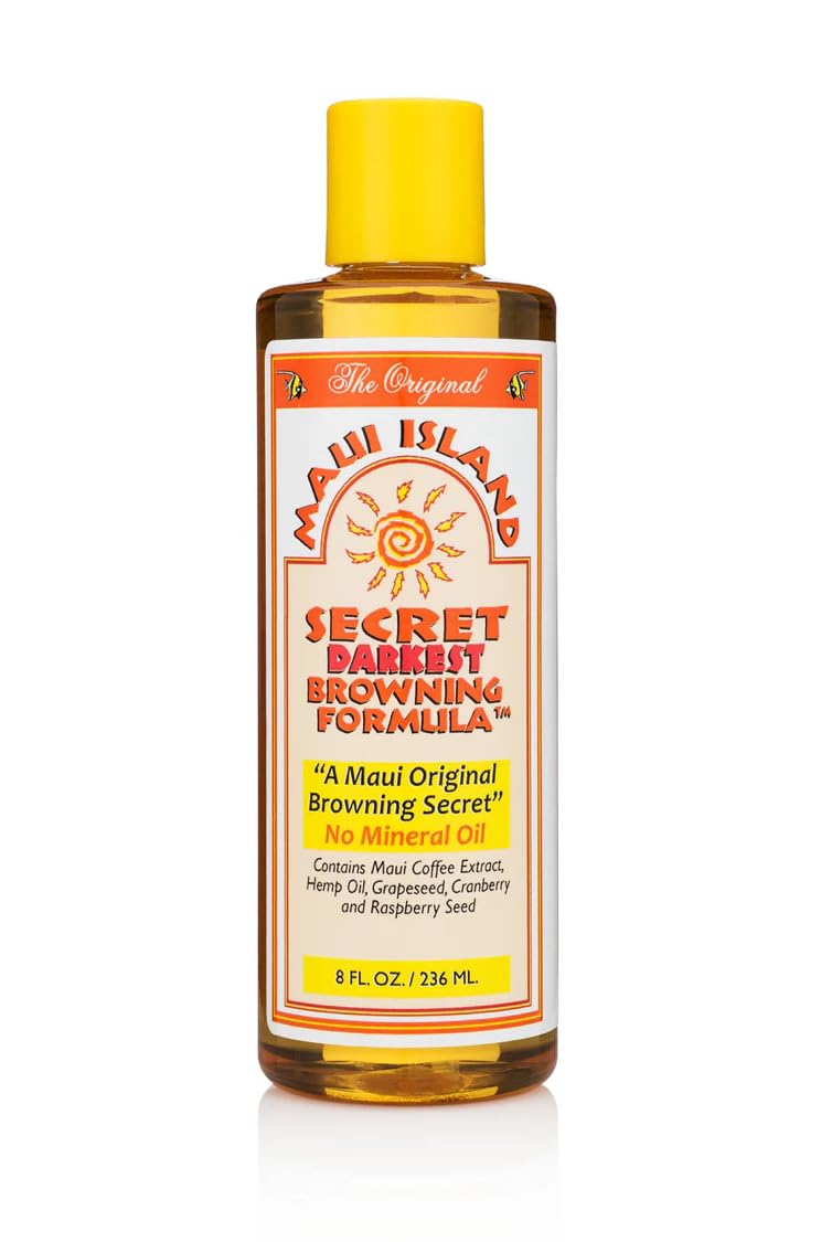 Maui Island Secret Darkest Browning Formula, Dark Tanning Oil, Deepest Darkest Tan 8oz
