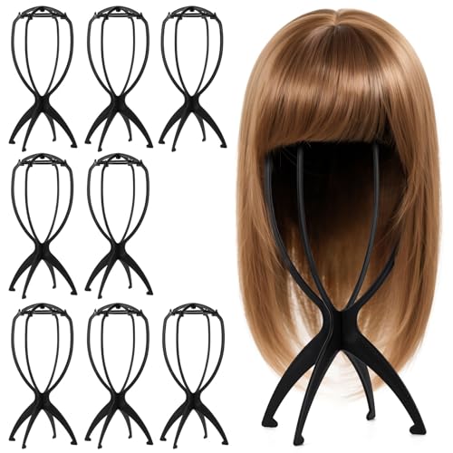 Tecbeauty 9 Pcs Wig Stand, Portable Wig Holder Wig Head Stand for Women Multiple Wigs (Black)