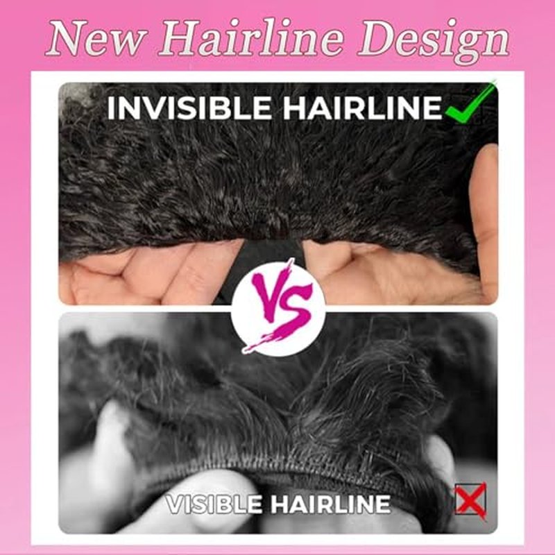 Curly Half Wig Human Hair 180% Density Deep Wave Glueless Wigs Upgrade 3 In 1 Wigs Beginner Friendly Seamless Flip Over Drawstring Curly Wig Ready to Go Headband Wig Natural Black Color 20 Inch