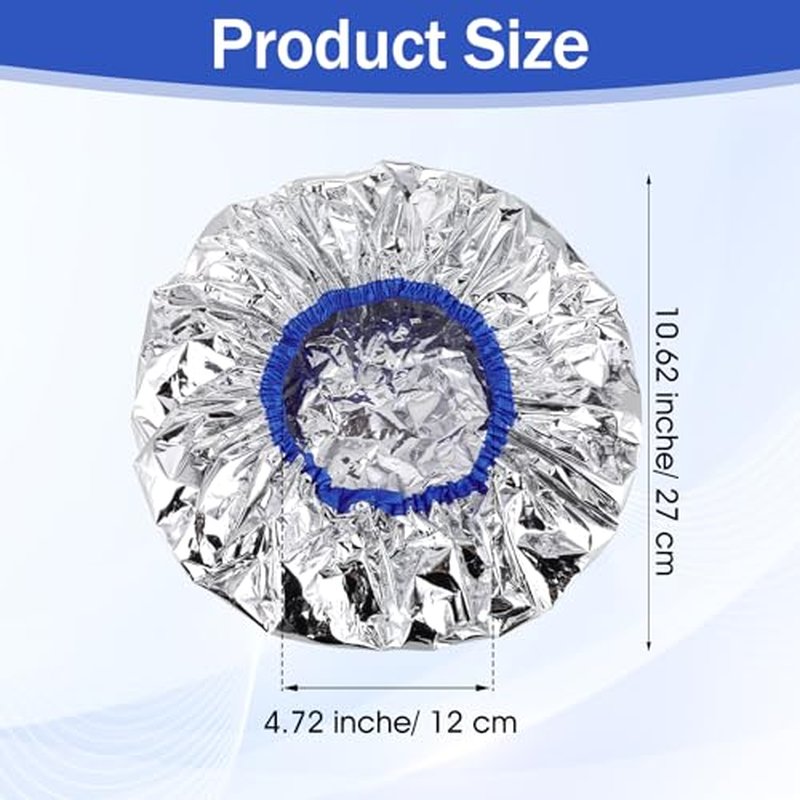 4PCS Aluminum Foil Heat Cap for Deep Conditioning, Waterproof Dustproof Thickened Shower Caps Reusable Heat Cap Processing Caps for Home and Salon Use, Hair Dyeing and Hot Oil Treatment Tools