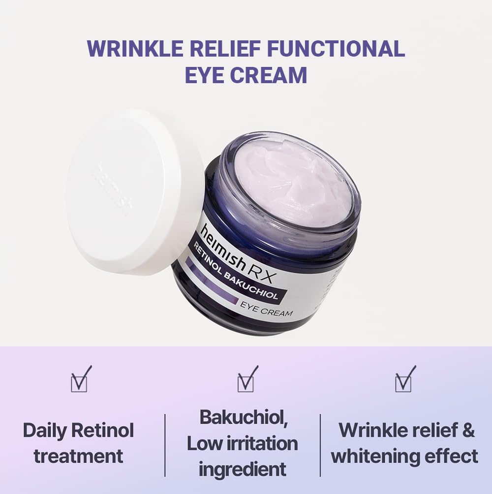 HEIMISH RX Retinol Bakuchiol Eye Cream - Daily Eye Cream for Anti Aging, Firming, Anti Wrinkle, Hydrating with Retinol, Non-greasy Formula, Korean Skincare, 30ml (1.01 fl. oz)