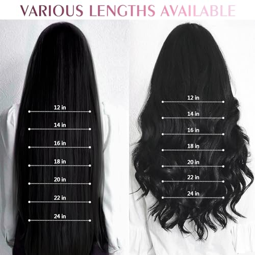 Real Hair Extensions Clip in Human Hair, Seamless Clip in Hair Extensions Real Human Hair, 18 Inch Clip ins extensions for women, Natural Black 120G 7Pcs