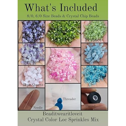 Bead It Wear It Love It Crystal Loc Sprinkle Complete Kits, Dreadlock Hair Bead Accessories, Sprinkle Beads for Braids Locs Twists, Needle & Thread Included (Crystal Color Match Up Kit)