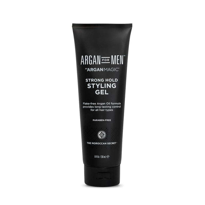 Argan Magic Strong Hold Styling Gel - Flake-Free Argan Oil Formula for Superior Hold and Long-lasting Control | Paraben Free, (8 Fl Oz)