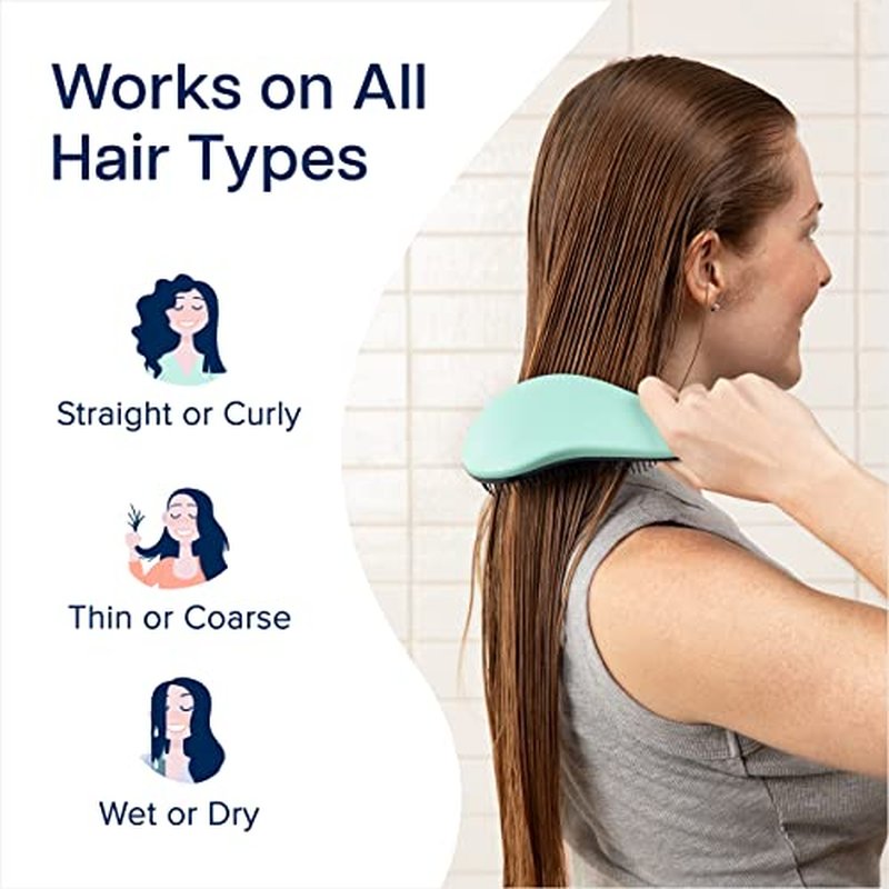 Crave Naturals Glide Thru Detangling Hairbrush That Glides Through Tangles for Wet, Dry and Damaged Hair - Gentle Detangler Styling Tool for Adults, Kids, Men and Women - 7.5 x 3 in, Turquoise