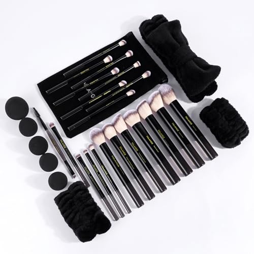 MAANGE Makeup Brushes 30 Pcs Makeup Kit, Multi-functional Makeup Tool Set with 20 Pcs Makeup Brush Foundation Brush Make up Brushes Set with Bag,Black