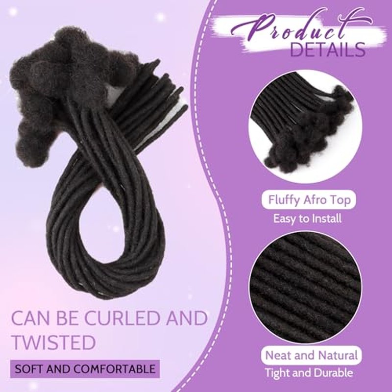 Loc Extensions Human Hair 0.4cm&0.6 cm&0.8cm width 4-18inch 10, 20, 40, 100 strands 100% Human Hair Locs Extensions for Men Women Natural Dreadlocks Can Be Dyed Bleached Curled 0.4cm 8inch 70 Strands
