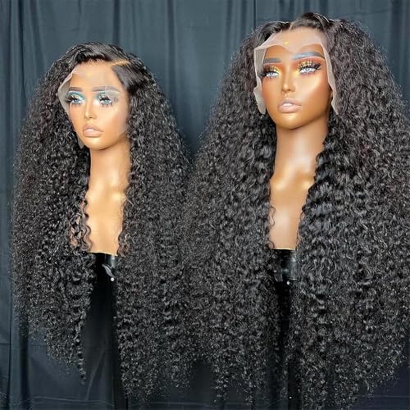 Oxcart Deep Wave Lace Front Wigs Human Hair 22 Inch 200 Density 13x6 HD Lace Frontal Wigs Pre Plucked Glueless Brazilian Virgin Human Wig with Baby Hair Deep Wave Wigs for Women Natural Black