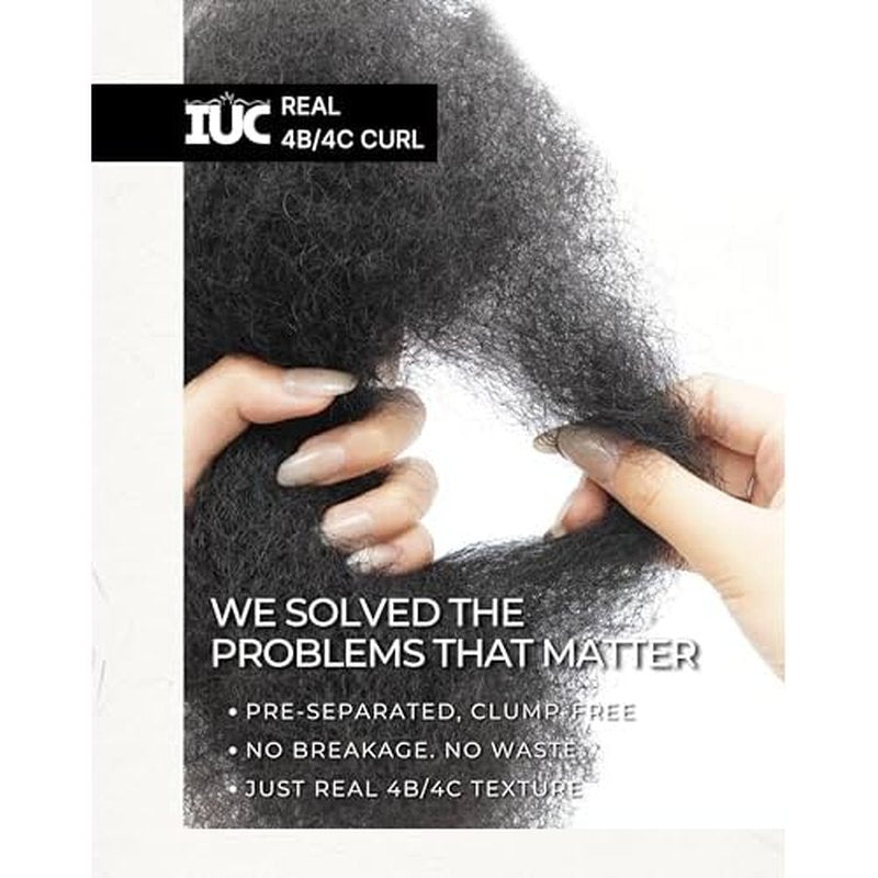 IUC Afro Kinkys Bulk Human Hair (16 Inch, 50g, Dark Brown) 4C Afro Kinky-Curly 100% Human Hair, Ideal for Braiding, Twists, Dreadlocks, Loc Repair, Kid-Friendly