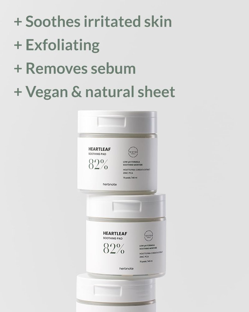 Heartleaf Soothing Moisture Pad - 80% Low-Temperature Extracted Heartleaf & Niacinamide for Acne Control | 70 Pads