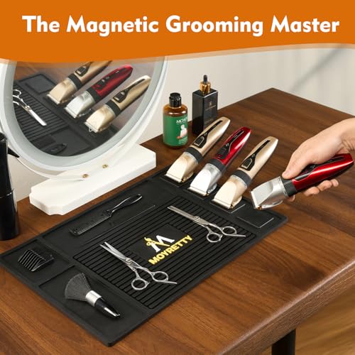 MoyRetty Magnetic Barber Organizer Mat for Clippers Barber Shop Salon Anti-Slip Silicone Pad Rubber Heat-Resistant, for Heavy Clippers and Trimmers (Style 2)